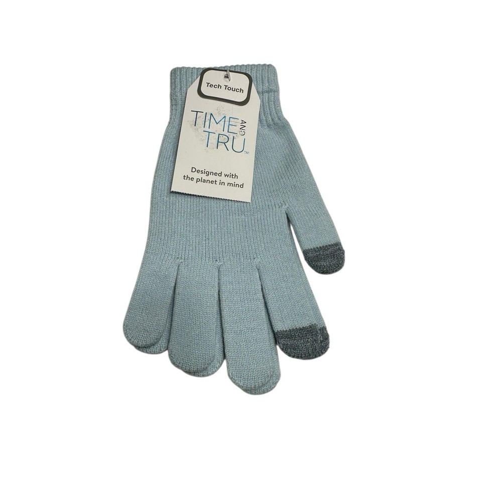 Time and Tru Womens Tech Touch Knitted Gloves Blue Ether One Size TT233139